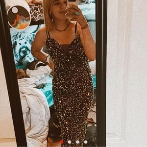 Black sequin prom dress